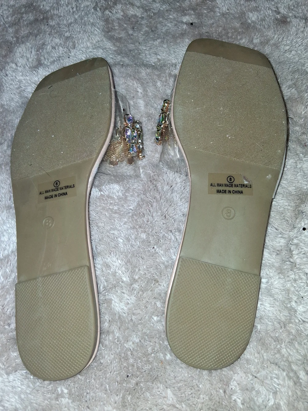 Liana Nude Embellished Crystal Slide Sandals